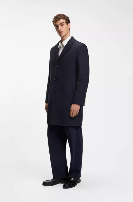 Manteau boutonné en mélange de laine vierge