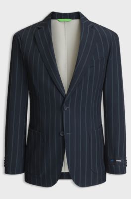 BOSS x AO slim-fit pinstripe blazer, Dark Blue