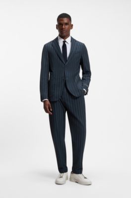 BOSS x AO slim-fit pinstripe blazer, Dark Blue