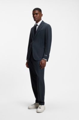 BOSS x AO slim-fit pinstripe blazer, Dark Blue