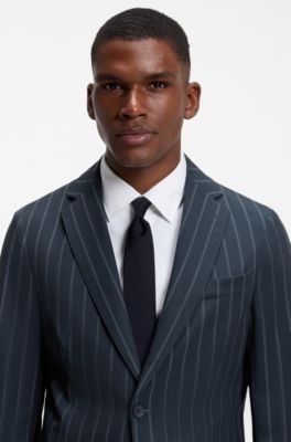 BOSS x AO slim-fit pinstripe blazer, Dark Blue