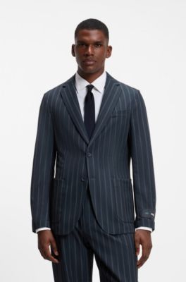 BOSS x AO slim-fit pinstripe blazer, Dark Blue