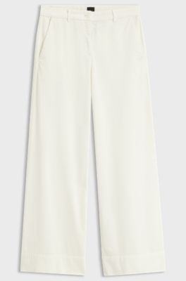 Wide-leg trousers in stretch corduroy, Natural