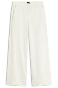 Wide-leg trousers in stretch corduroy, Natural