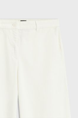 Wide-leg trousers in stretch corduroy, Natural