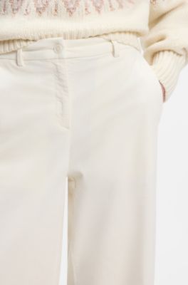 Wide-leg trousers in stretch corduroy, Natural