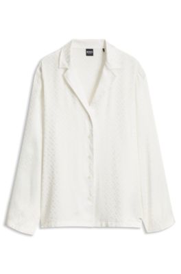 Satin pyjama shirt, White