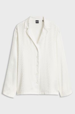 Satin pyjama shirt, White
