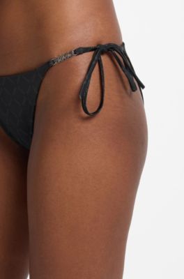 Logo-print bikini bottoms, Black