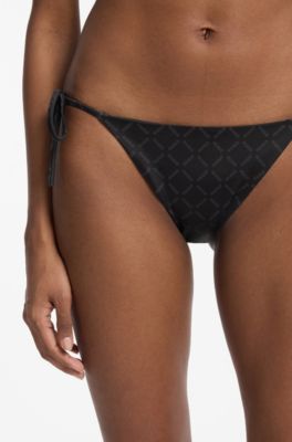 Logo-print bikini bottoms, Black