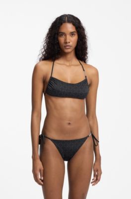 Logo-print bikini bottoms, Black