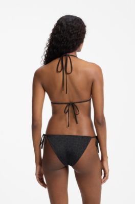 Logo-print bikini bottoms, Black