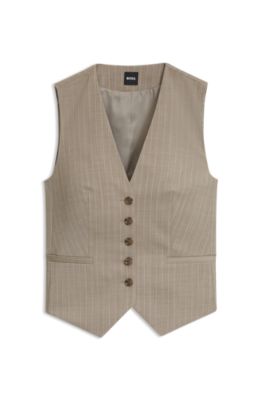 Slim-fit waistcoat in pinstripe virgin wool, Patterned