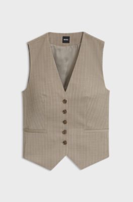 Slim-fit waistcoat in pinstripe virgin wool, Patterned