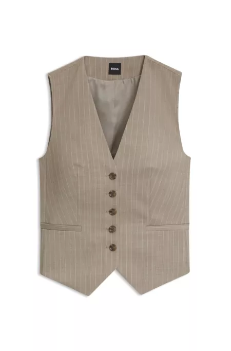 Slim-fit waistcoat in pinstripe virgin wool