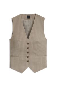 Slim-fit waistcoat in pinstripe virgin wool, Patterned
