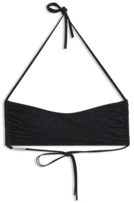 Logo-print bikini top, Black