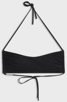 Logo-print bikini top, Black