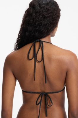 Logo-print bikini top, Black