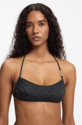 Logo-print bikini top, Black