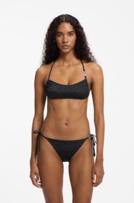 Logo-print bikini top, Black