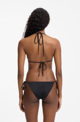 Logo-print bikini top, Black
