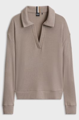 Polo-collar pyjama top, Light Beige