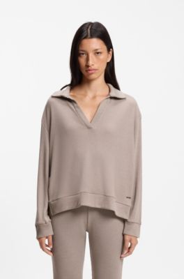 Polo-collar pyjama top, Light Beige
