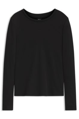 Long-sleeved top in jersey fabric, Black