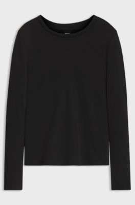 Long-sleeved top in jersey fabric, Black