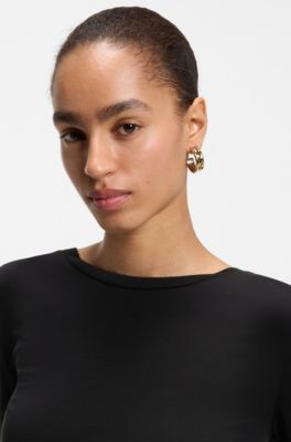 Long-sleeved top in jersey fabric, Black