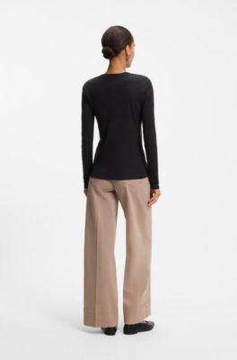 Long-sleeved top in jersey fabric, Black