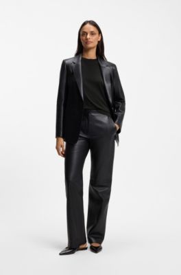 Oversized-fit T-shirt with ribbed neckline, Black