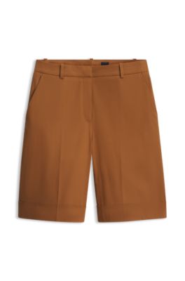 Stretch-cotton shorts, Brown