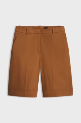 Stretch-cotton shorts, Brown