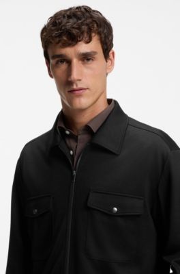Virgin-wool overshirt, Black