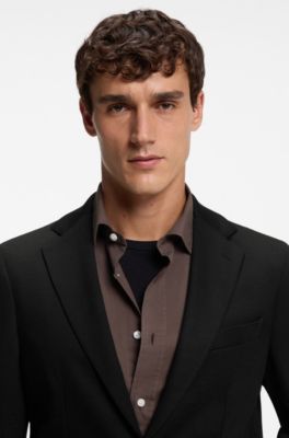 Slim-fit wool blazer, Black
