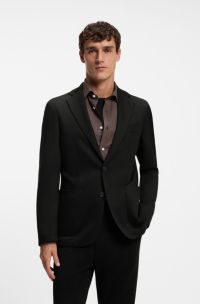 Slim-fit wool blazer, Black