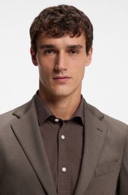 Slim-fit wool blazer, Dark Brown
