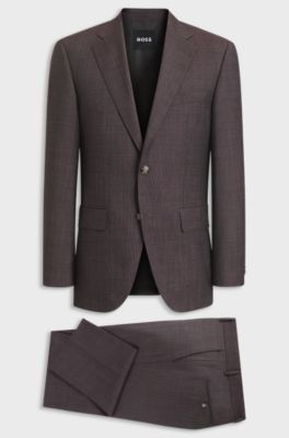 Costume deux pi&egrave;ces Regular en laine vierge, Marron