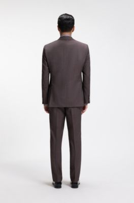 Costume deux pi&egrave;ces Regular en laine vierge, Marron