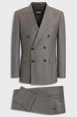 Two-piece slim-fit virgin-wool suit, Dark Brown
