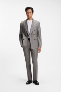 Two-piece slim-fit virgin-wool suit, Dark Brown