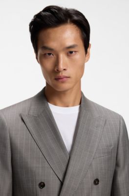 Two-piece slim-fit virgin-wool suit, Dark Brown