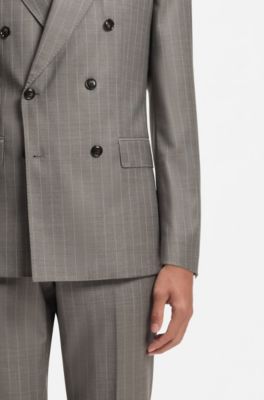 Two-piece slim-fit virgin-wool suit, Dark Brown