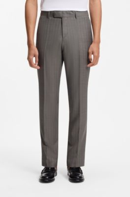 Two-piece slim-fit virgin-wool suit, Dark Brown