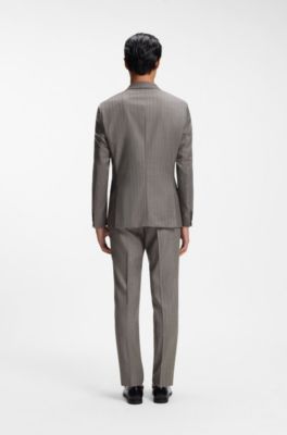 Two-piece slim-fit virgin-wool suit, Dark Brown