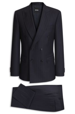 Two-piece slim-fit virgin-wool suit, Dark Blue