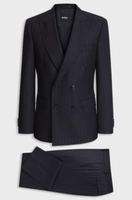 Two-piece slim-fit virgin-wool suit, Dark Blue