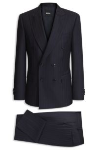 Two-piece slim-fit virgin-wool suit, Dark Blue